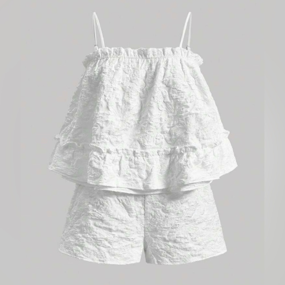 SHEIN MOD Frill Trim Cami Top & Shorts